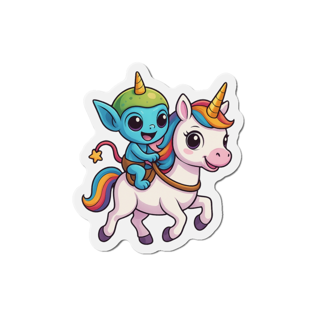 Funny Space Alien Riding Unicorn UFO Magnet - alternate angle 4, merchandise