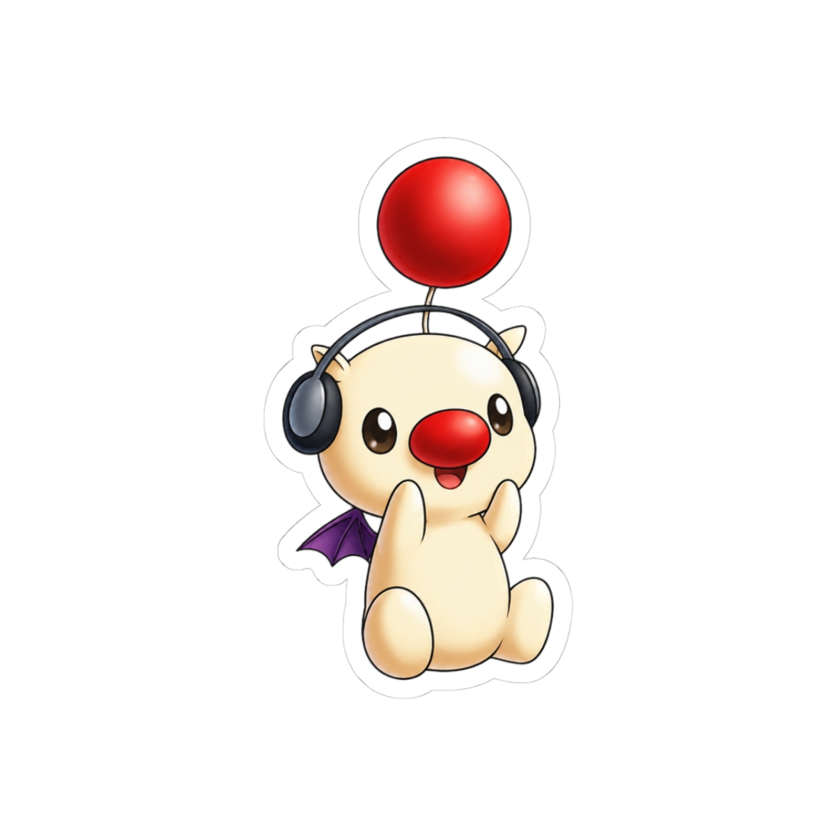 Jamming Moogle with Headphones Final Fantasy Sticker - Official stickers merchandise