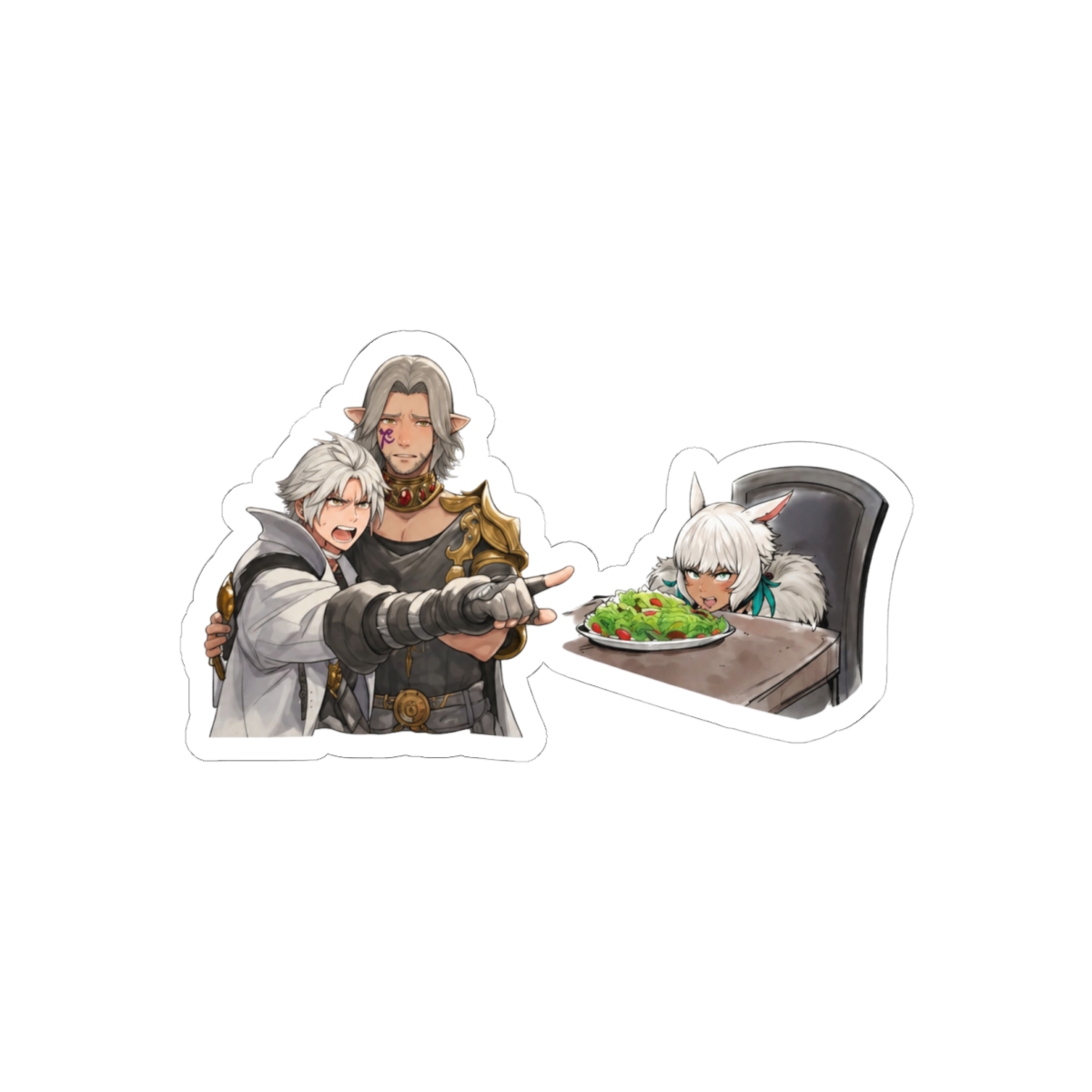 Final Fantasy XIV Thancred Yelling Cat Girl Funny Sticker - Official Stickers merchandise
