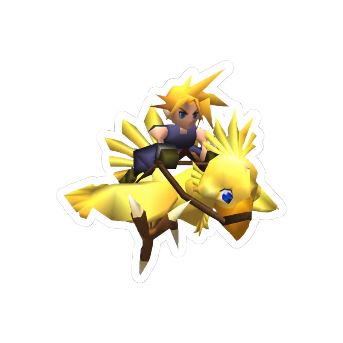 Cloud Riding Chocobo FF7 3D Sprite Sticker - Final Fantasy Gamer Decal