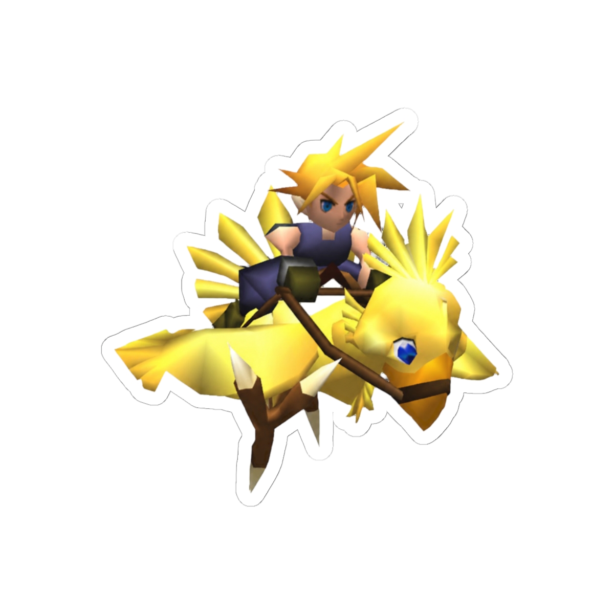 Cloud Riding Chocobo FF7 3D Sprite Sticker - Final Fantasy Gamer Decal - Official Stickers merchandise