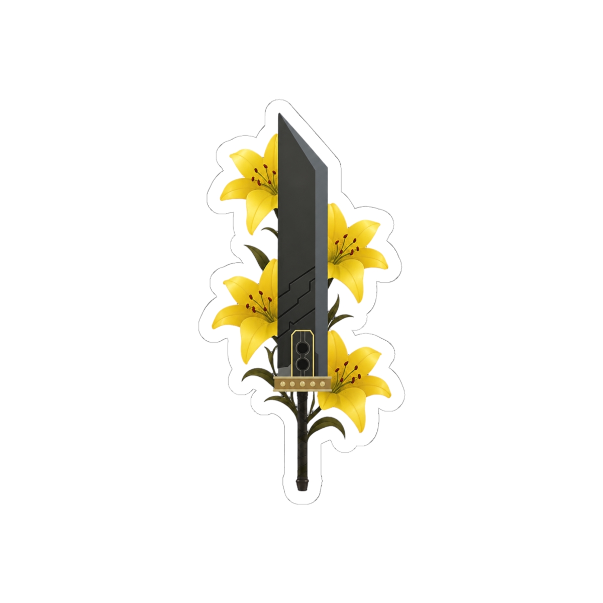 Final Fantasy VII Buster Sword & Lilies Sticker | Epic Gaming Vinyl Decal - Final Fantasy official Stickers merch