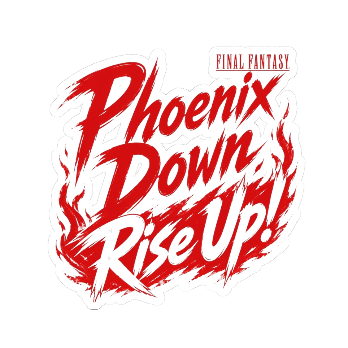 Final Fantasy "Phoenix Down, Rise Up!" Sticker - alternate angle 1, merchandise