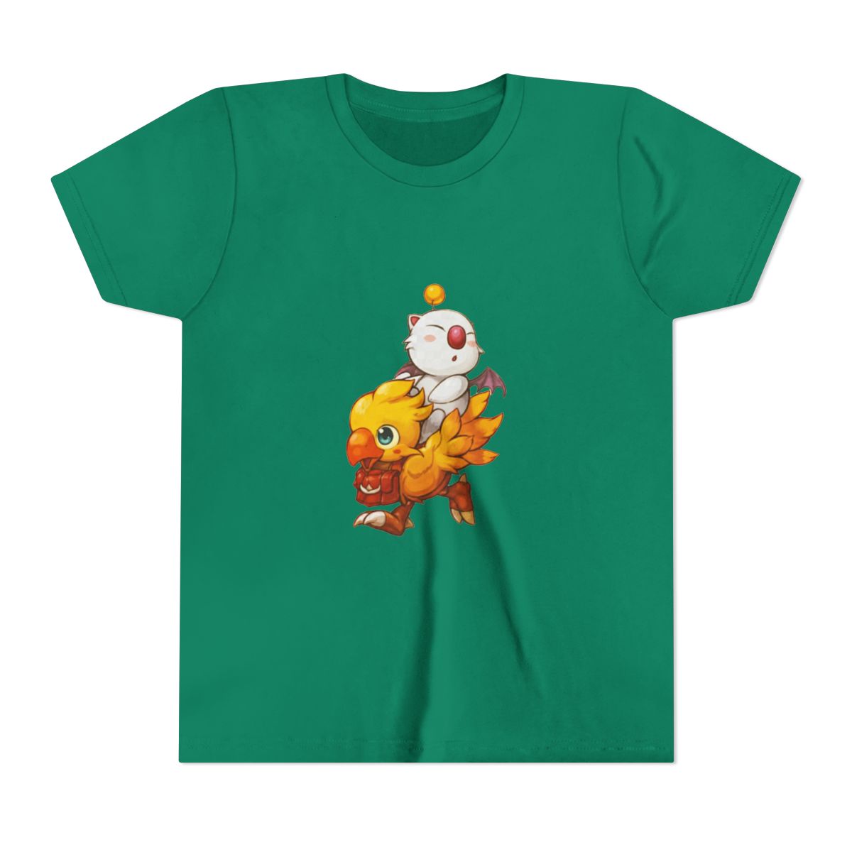 Chocobo & Moogle Final Fantasy Kids T Shirt - Whimsical Gamer Gift - alternate angle 2, merchandise